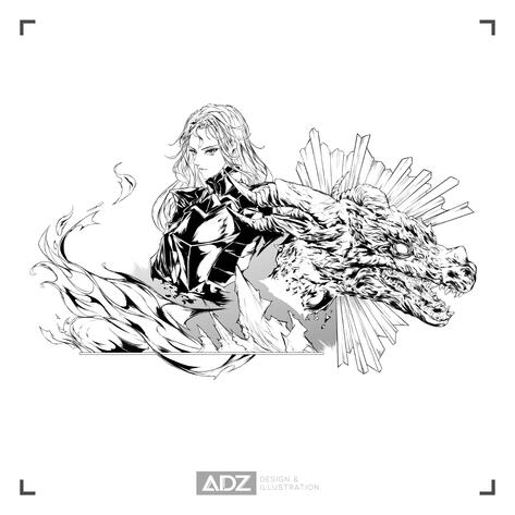 Fantasy Logo Ink Illustration